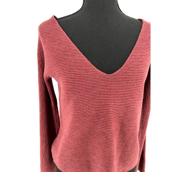 Free People v-neck rust ribbed sweater S - Picture 2 of 5